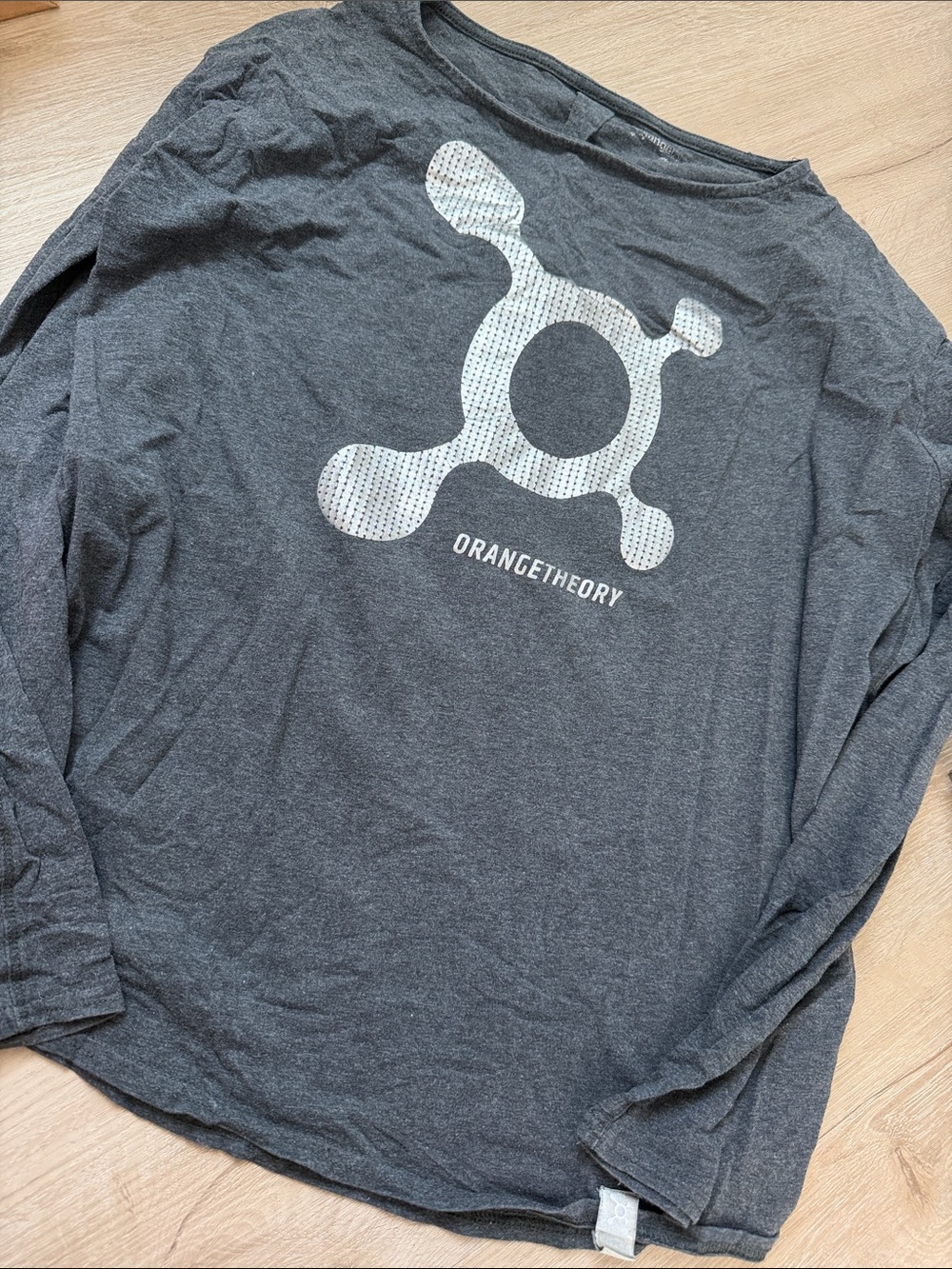 Orangetheory Long Sleeve Logo Tee - Dark Gray with Silver Logo